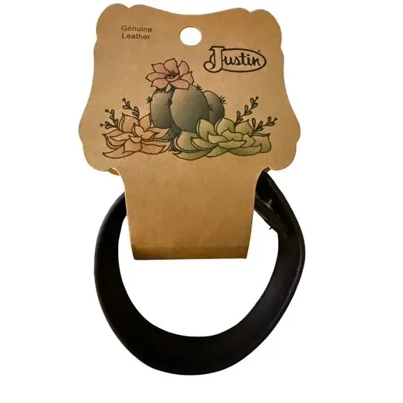 Justin Boots Leather Embroidered Southwestern Cuff Bracelet, Teal, NWT - Picture 4 of 4